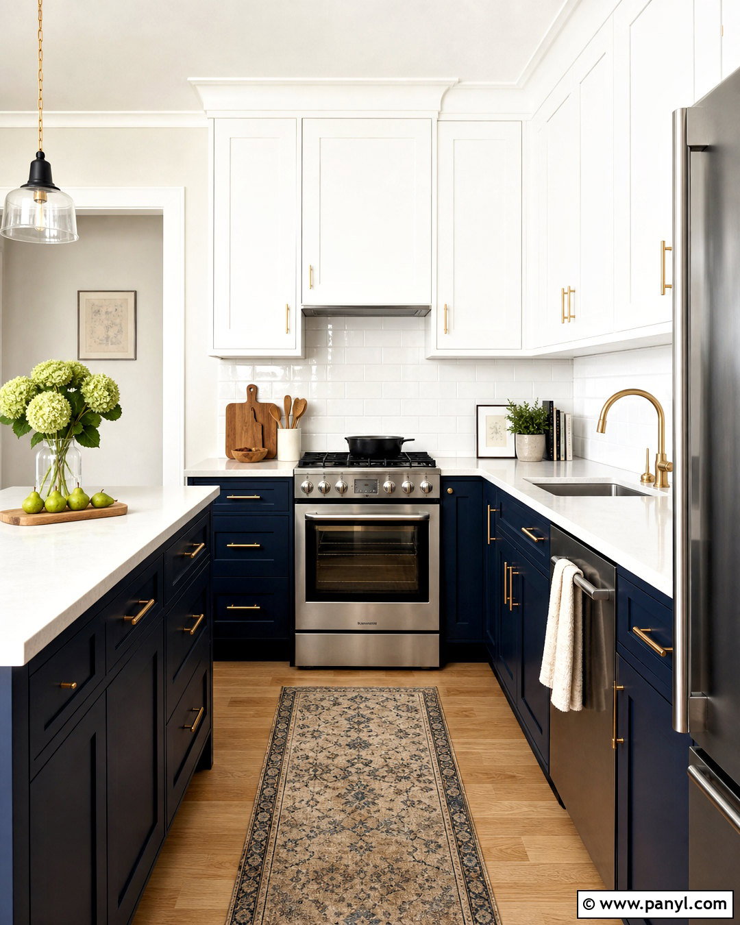 Small Navy Kitchen With White Upper Cabinets - 20 small navy kitchen ideas