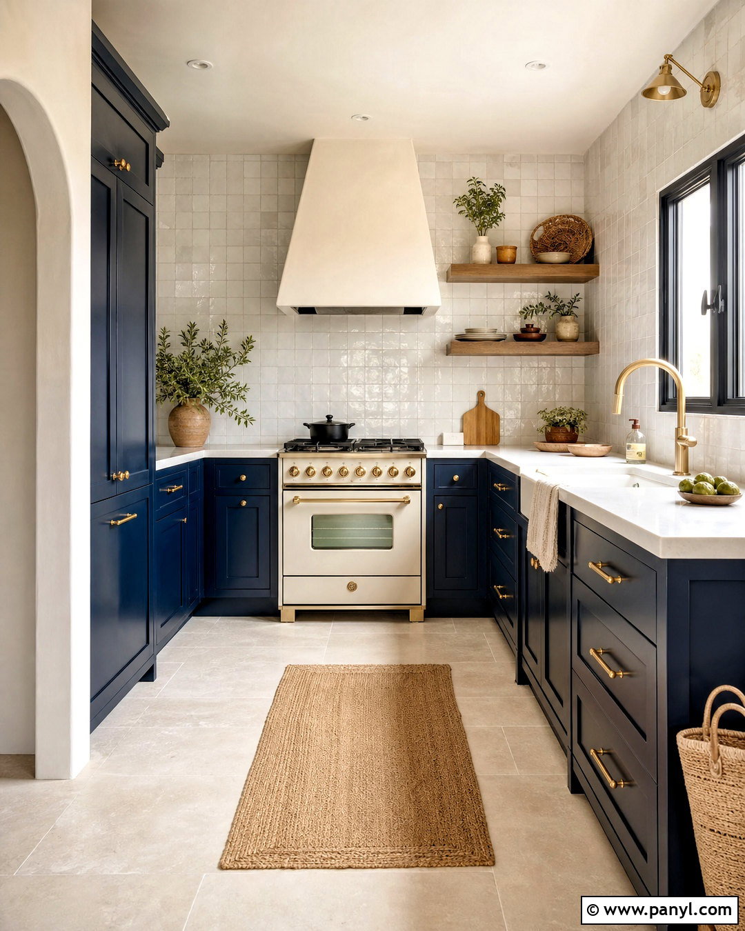 Small Navy Kitchen With Zellige Tile - 20 small navy kitchen ideas