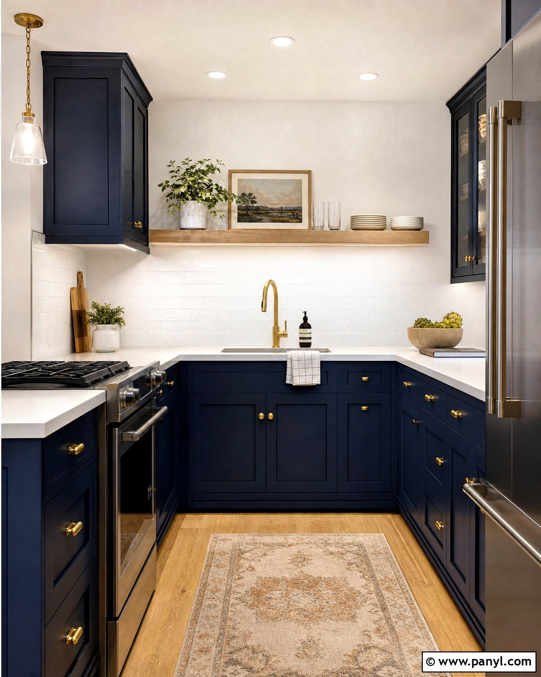 Small Navy U-Shaped Kitchen - 20 small navy kitchen ideas