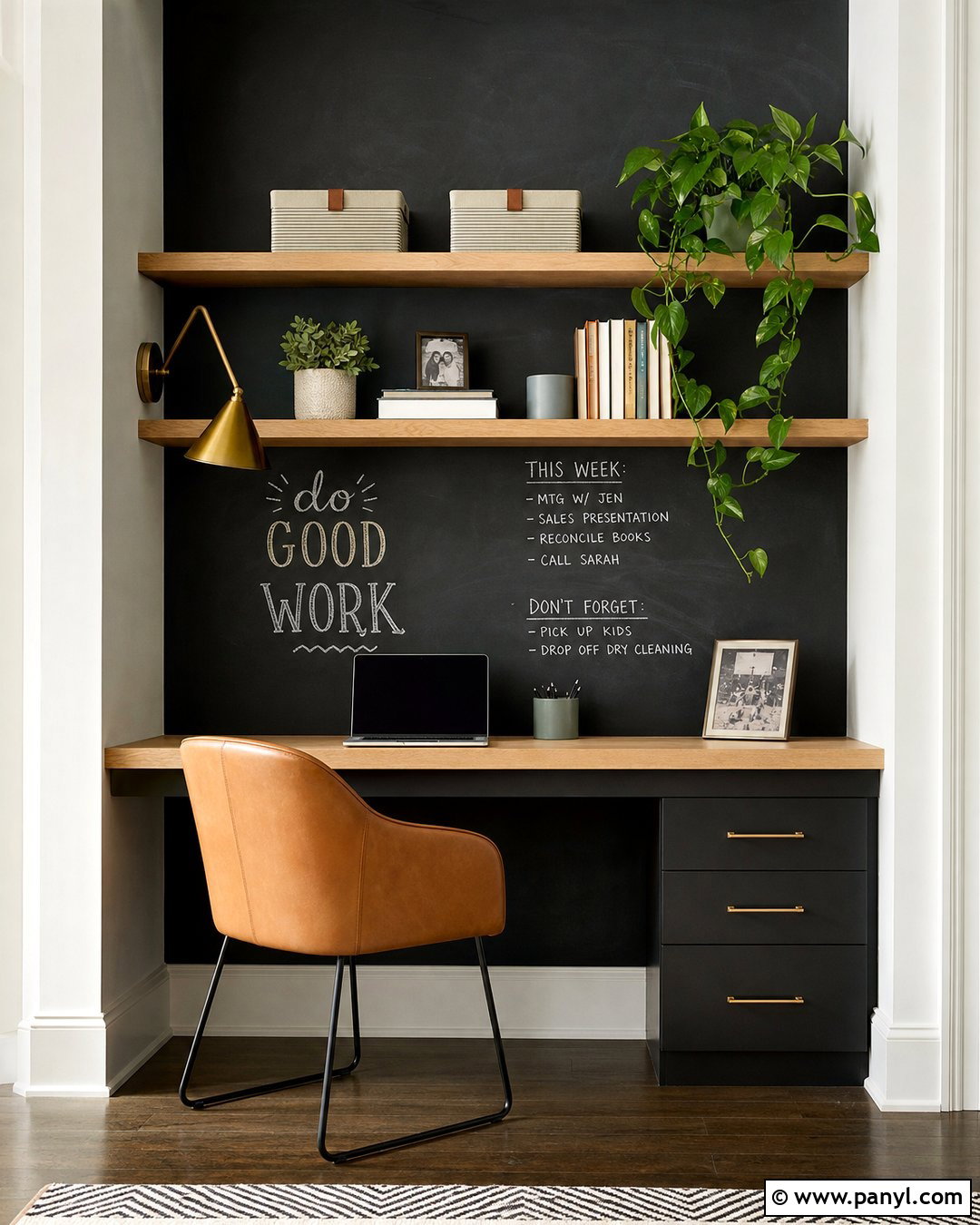 Small Office Nook Chalkboard Wall - 20 Chalkboard Painted Wall Ideas