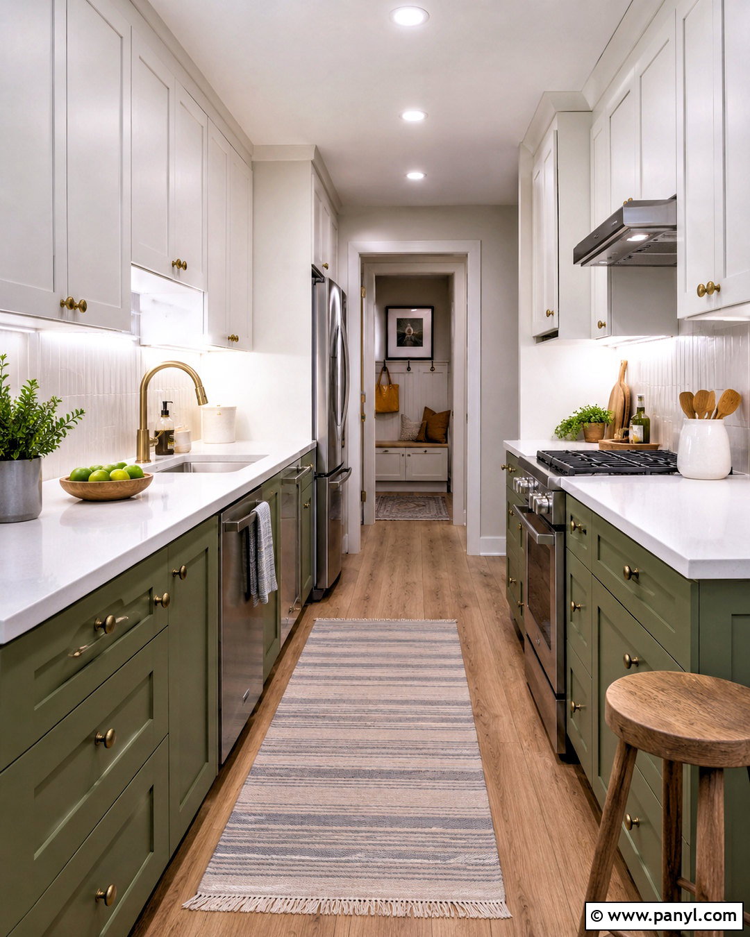 Small Olive Green And White Galley Kitchen - 20 olive green and white kitchen ideas