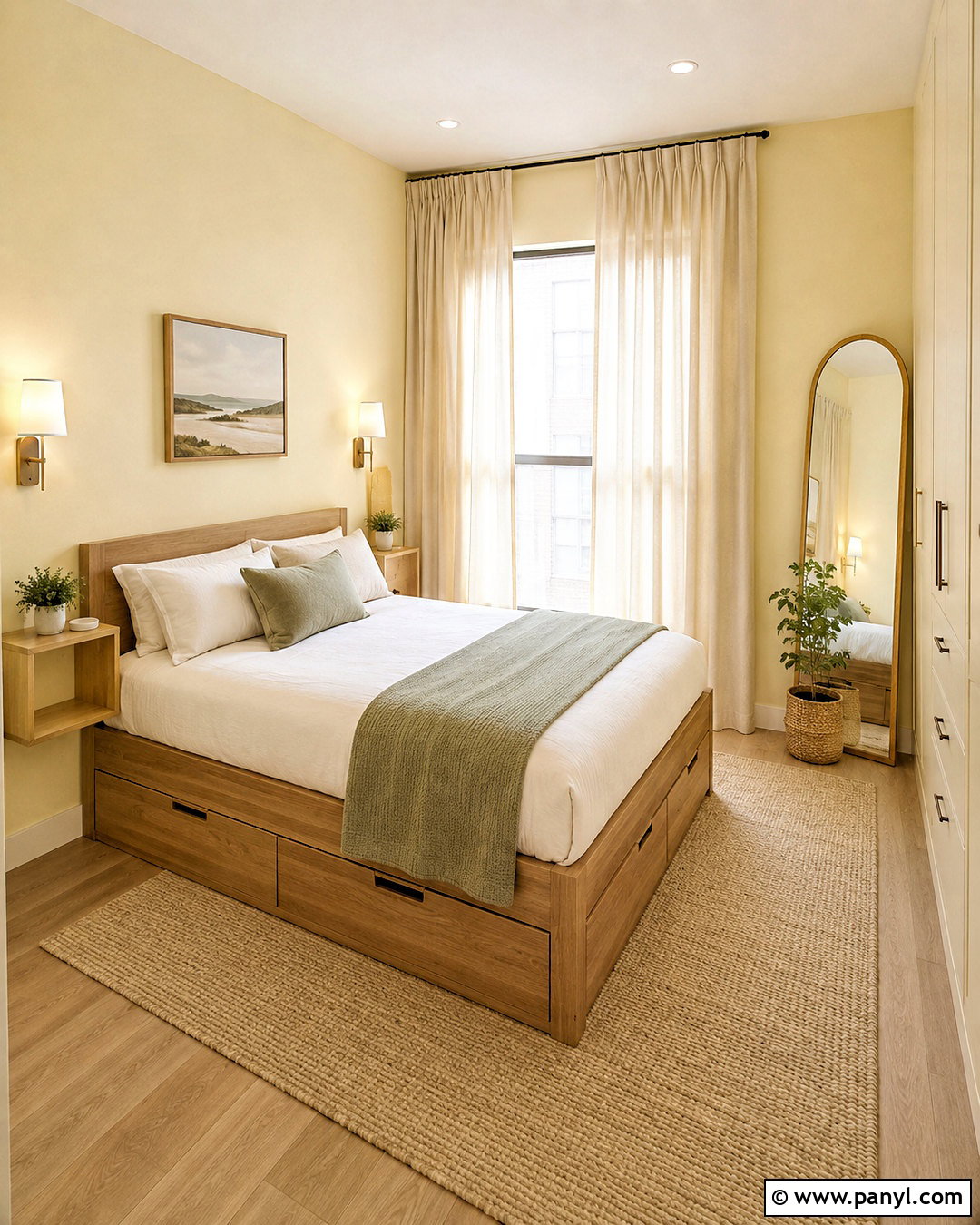 Small Pale Yellow Bedroom With Storage - 20 pale yellow bedrooms