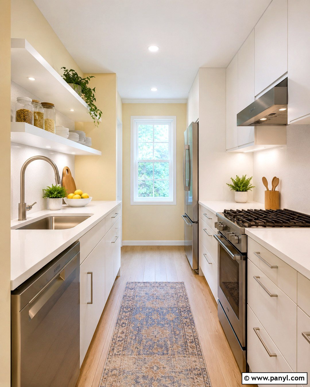 Small Pale Yellow Galley Kitchen With White Cabinets - 20 Pale Yellow Kitchen Walls With White Cabinets