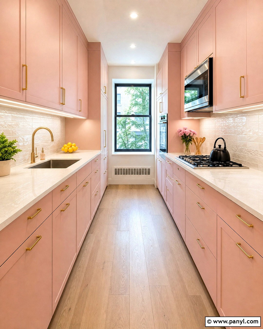 Small Pink Galley Kitchen - 20 pink kitchen inspiration ideas