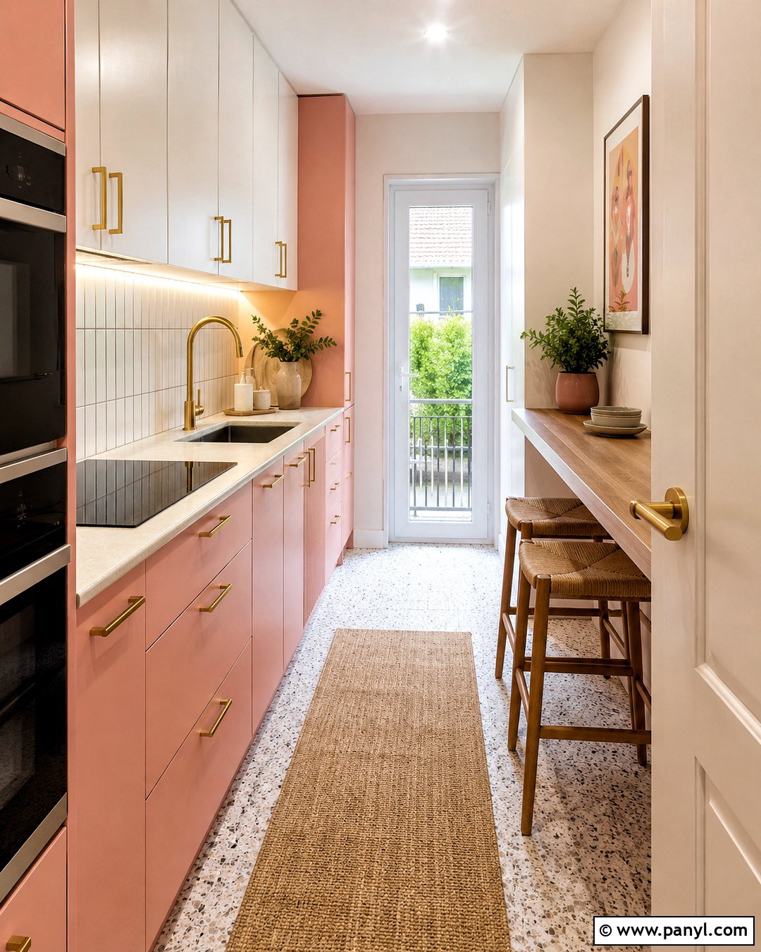 Small Pink Galley Kitchen - 20 pink kitchen designs