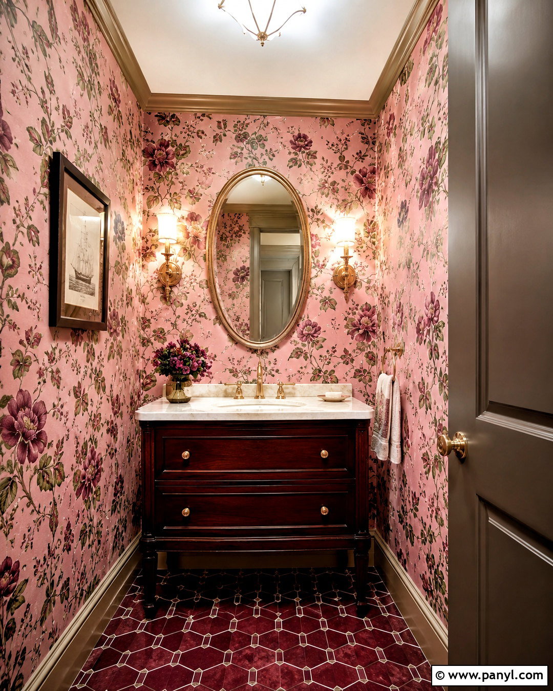 Small Pink Powder Room With Wallpaper - 20 pink bathroom ideas decor ideas