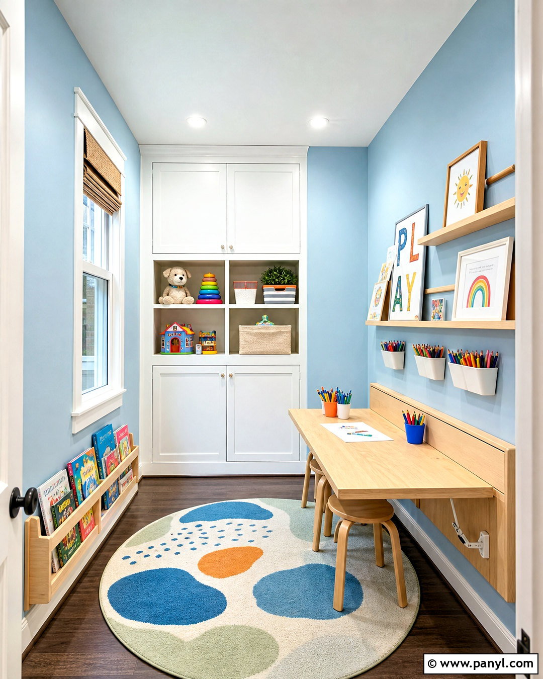 Small Playroom With Fold-Down Art Table - 20 small playroom design ideas
