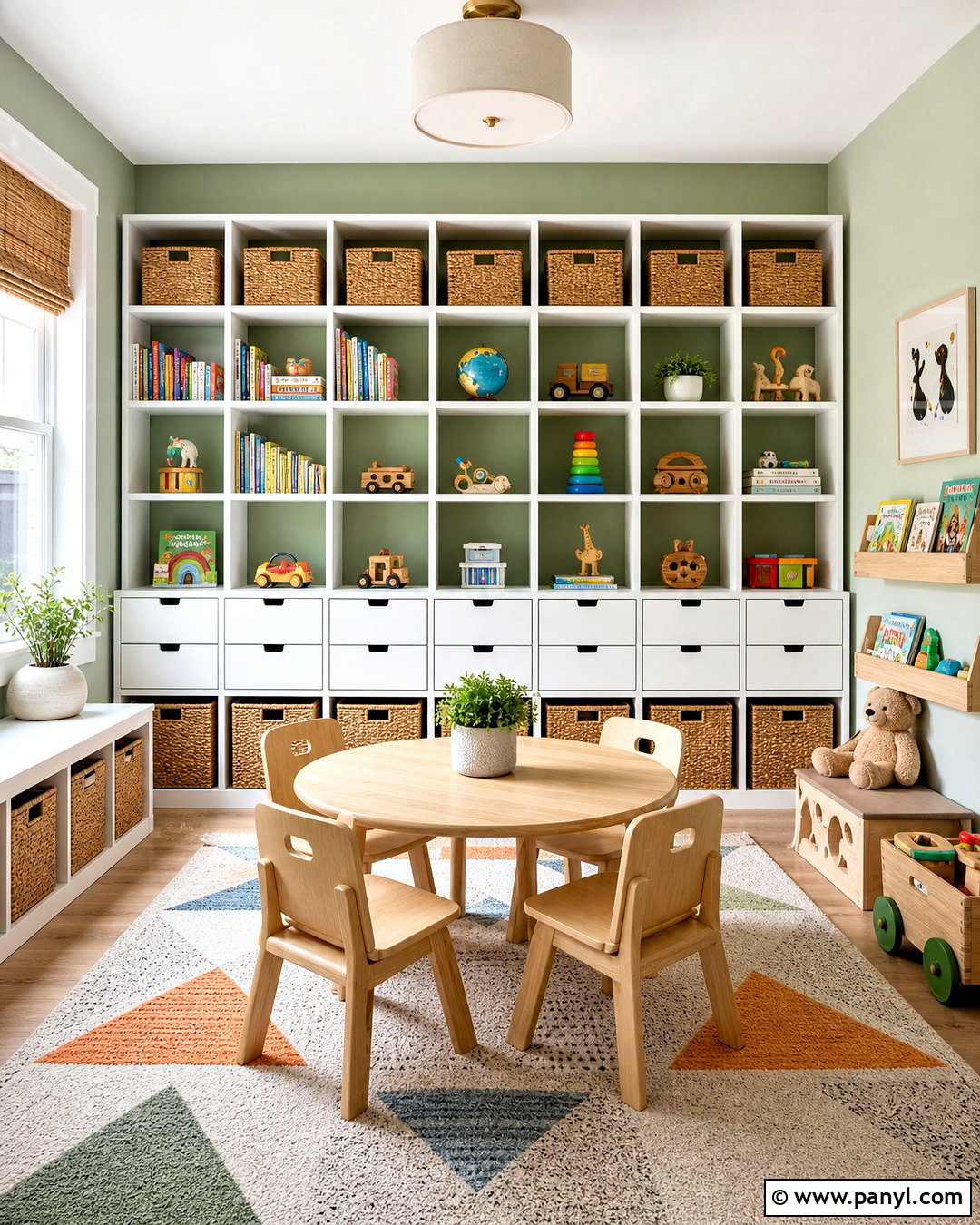 Small Playroom With Wall-To-Wall Cubbies - 20 small playroom design ideas