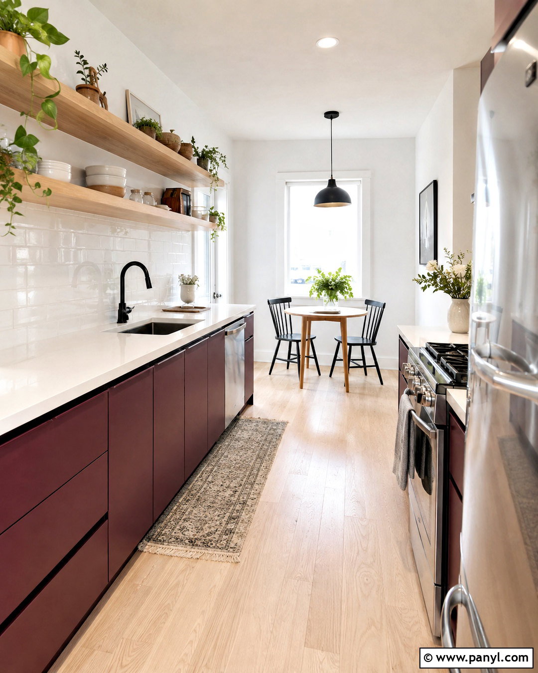 Small Plum Kitchen With Light Wood - 20 plum kitchen ideas