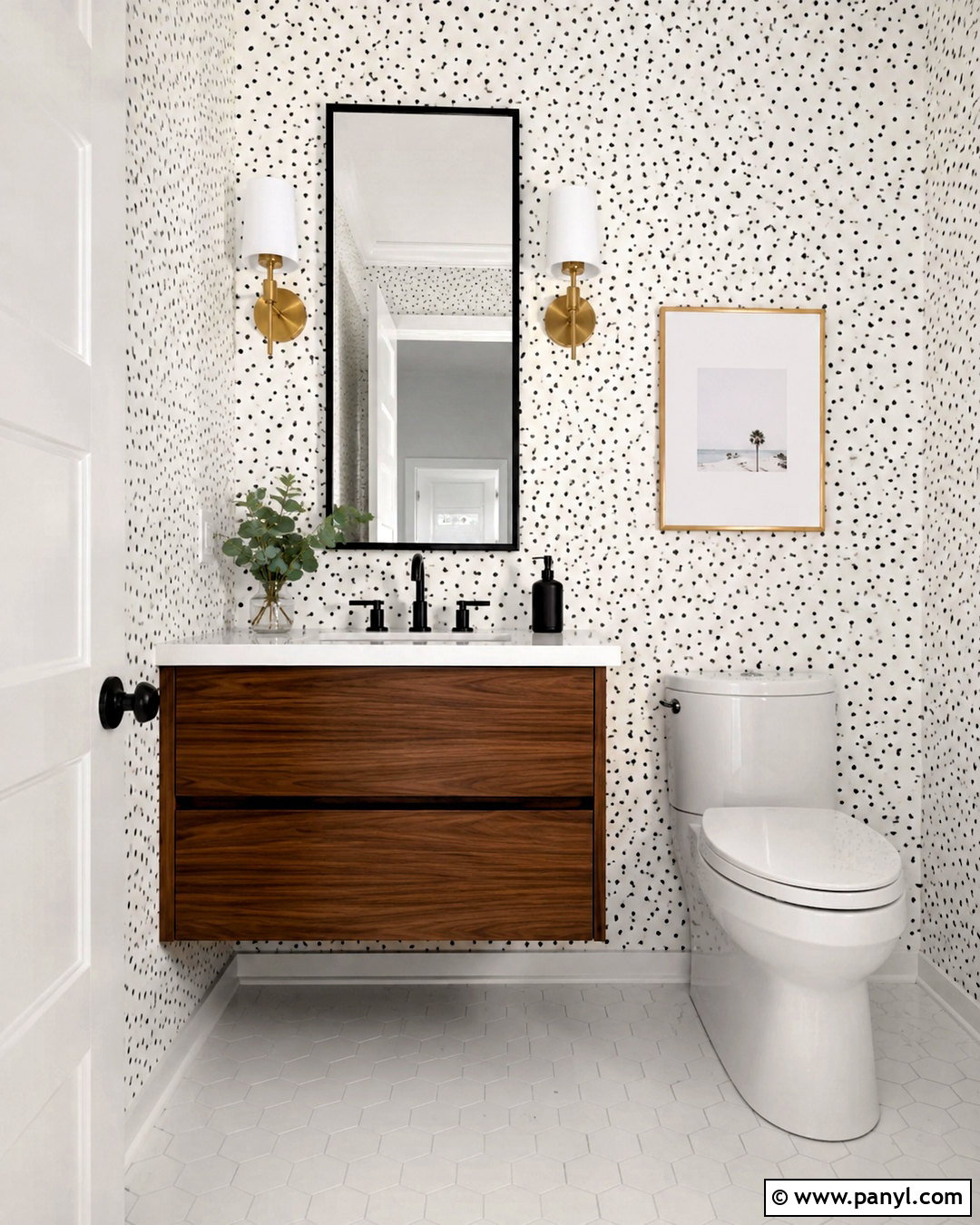Small Polka Dot Powder Room Wall - 40 polka dot walls