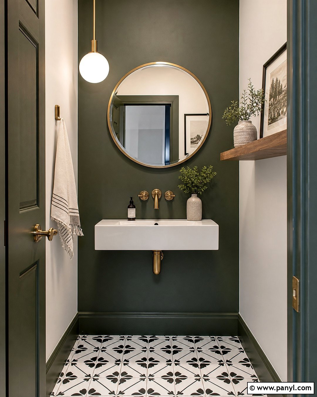 Small Powder Room Green Accent Wall - 35 Green Accent Wall Bathroom Ideas