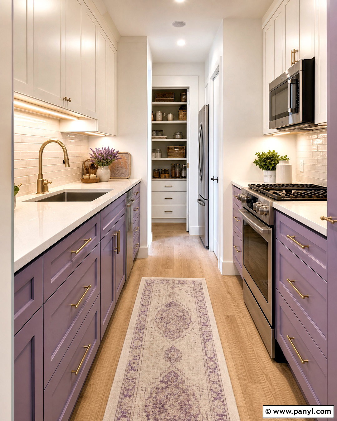 Small Purple Galley Kitchen - 20 purple kitchen designs