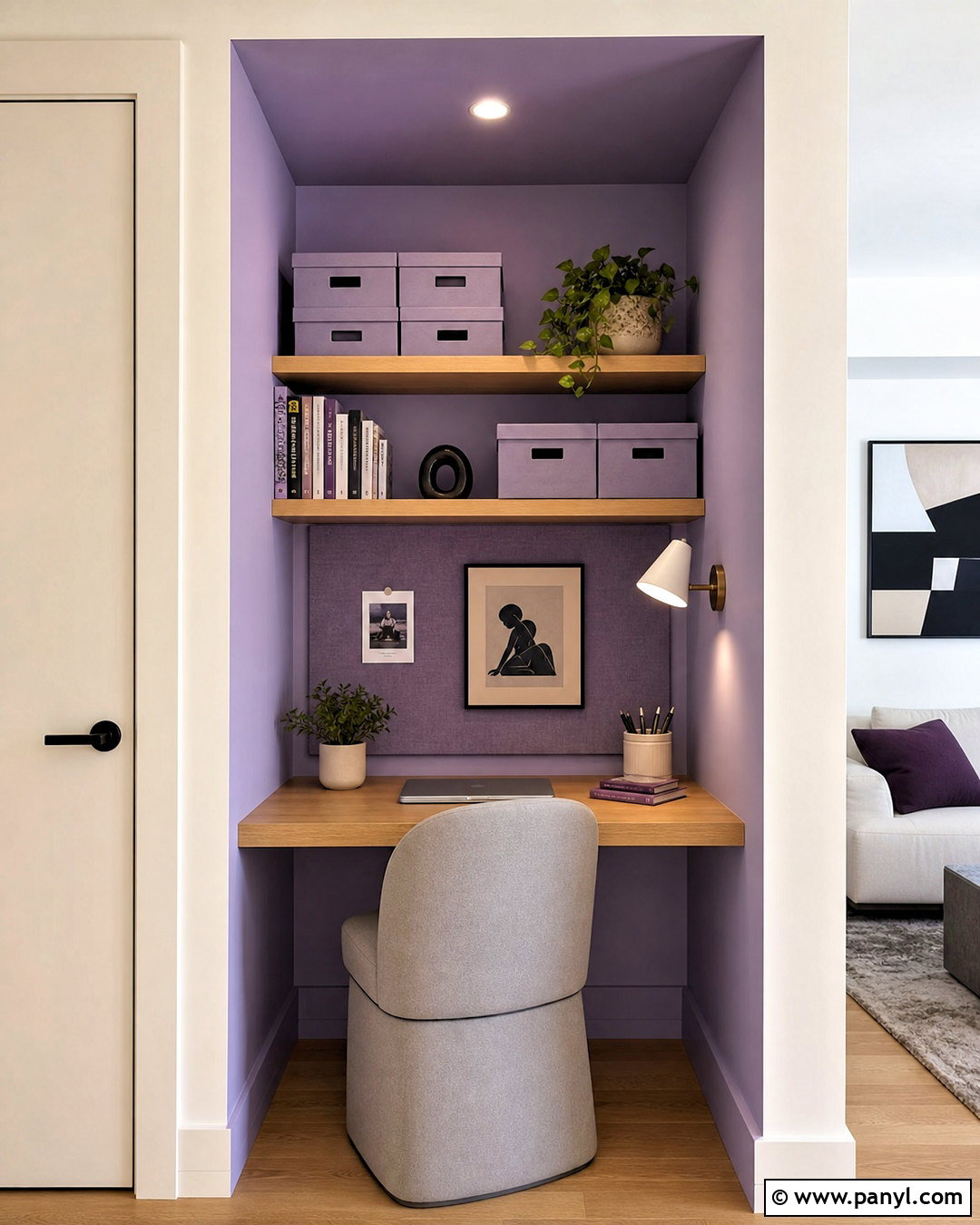 Small Purple Office Nook - 20 purple office paint ideas