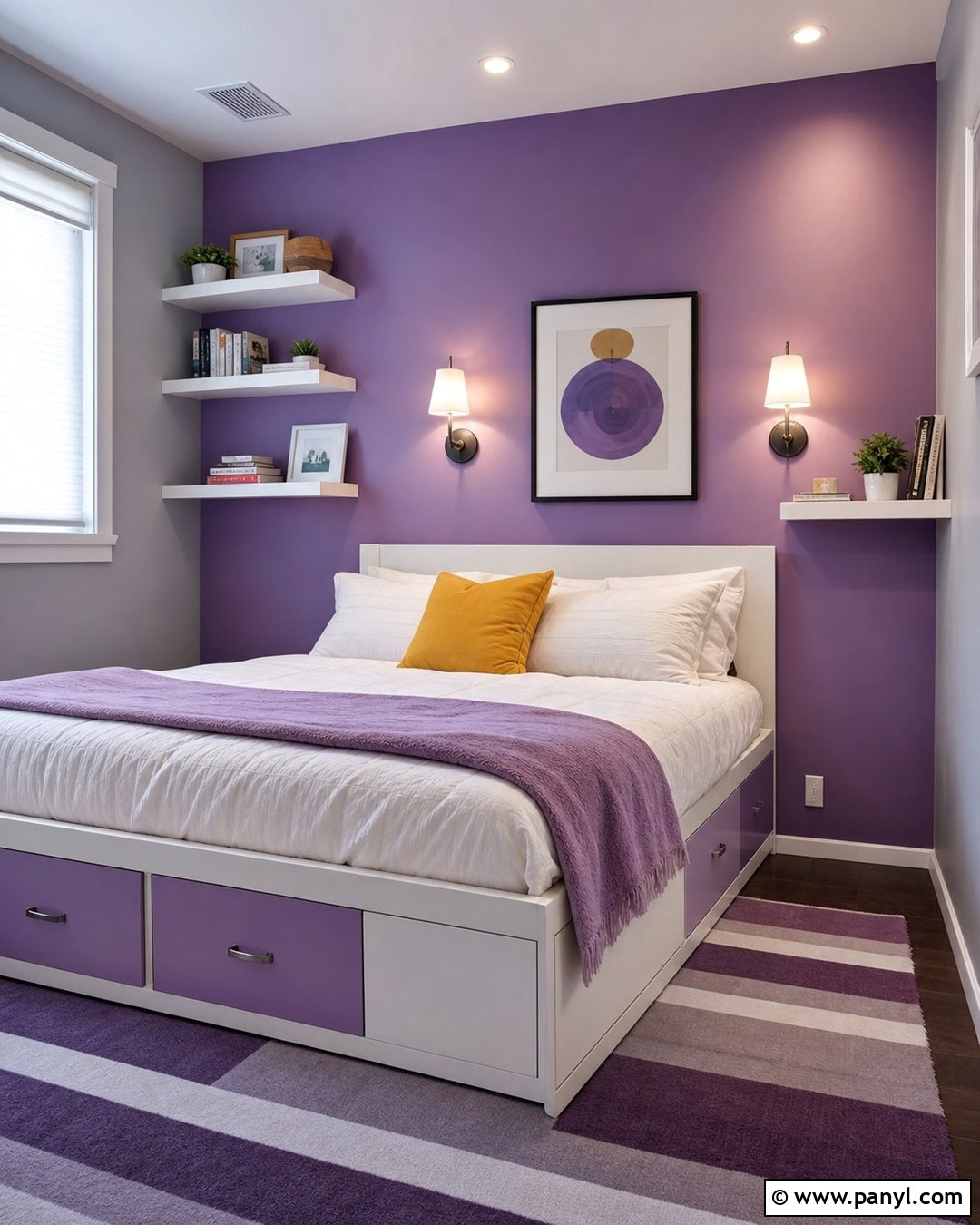 Small Purple Wall Bedroom - 35 Purple Wall Room Ideas