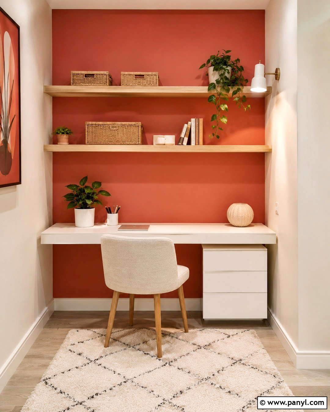 Small Red Accent Wall Office - 20 Red Accent Wall Office Ideas