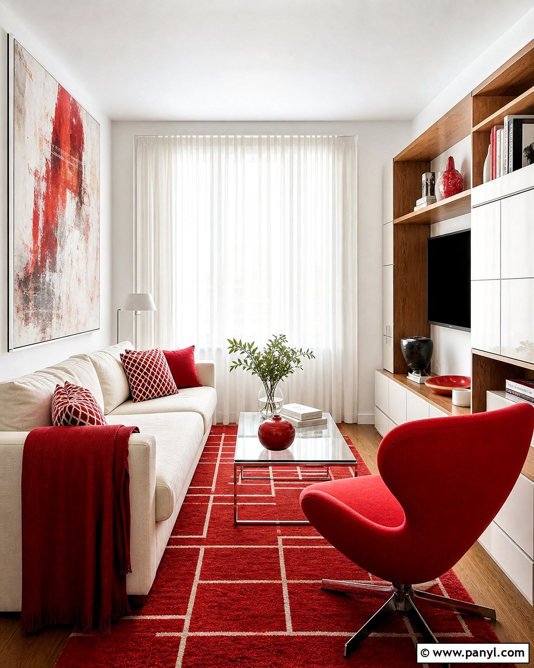 Small Red And White Apartment Living Room - 20 red and white decor ideas