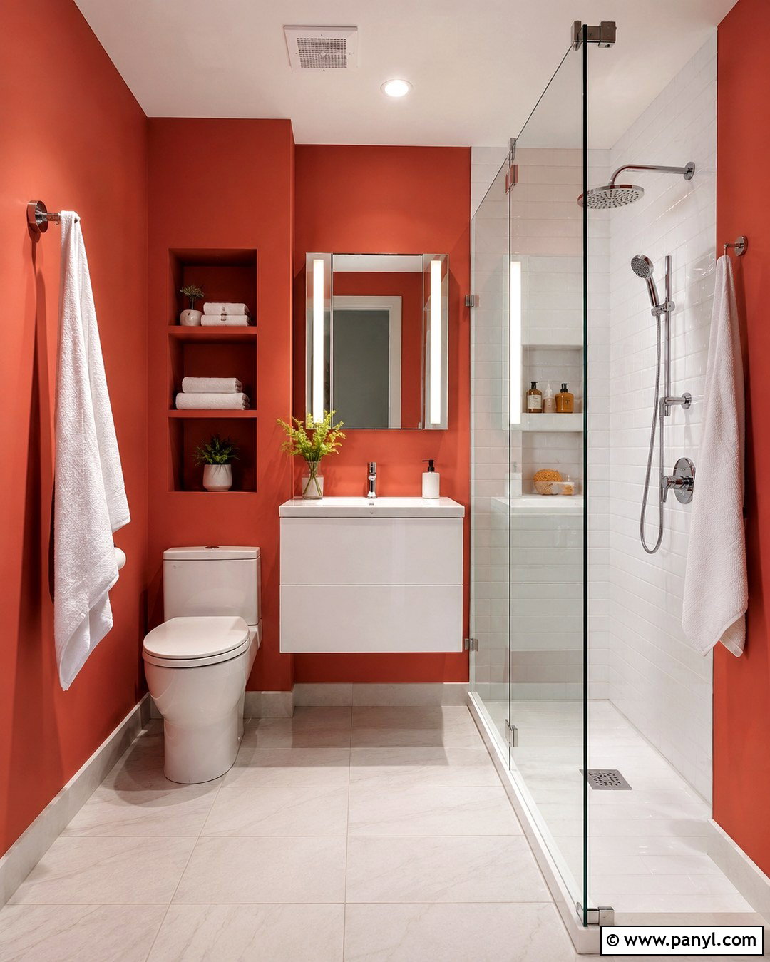Small Red Wall Bathroom - 20 Red Wall Bathroom Ideas