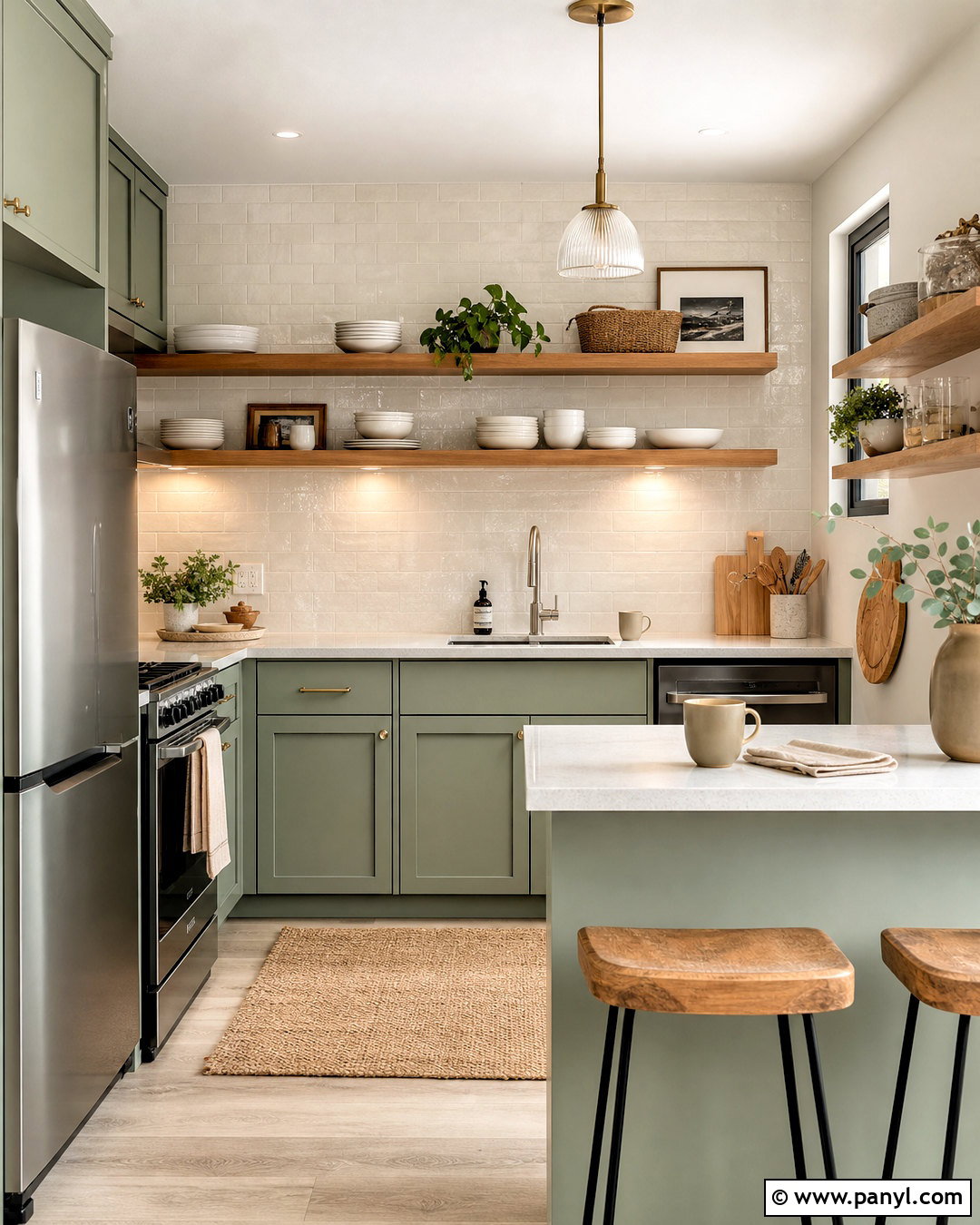 Small Sage Green Kitchen With Open Shelves - 20 sage green kitchen ideas