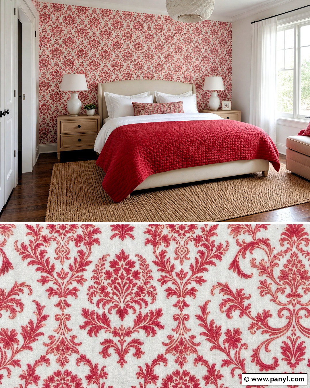 Small Scale Red And White Damask Pattern - 20 red and white damask patterns