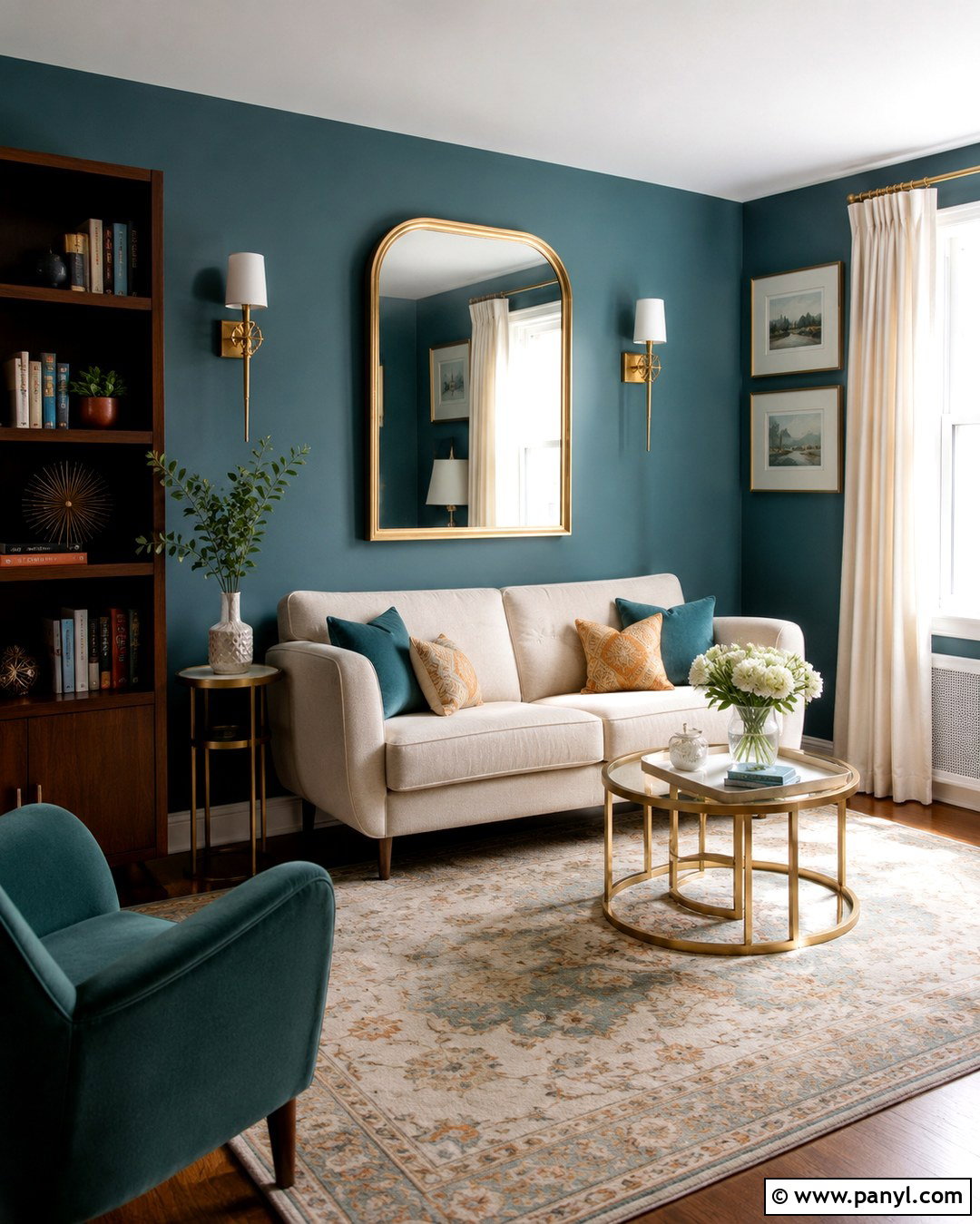 Small Teal Living Room With Gold Accents - 20 Teal Walls With Gold Accents