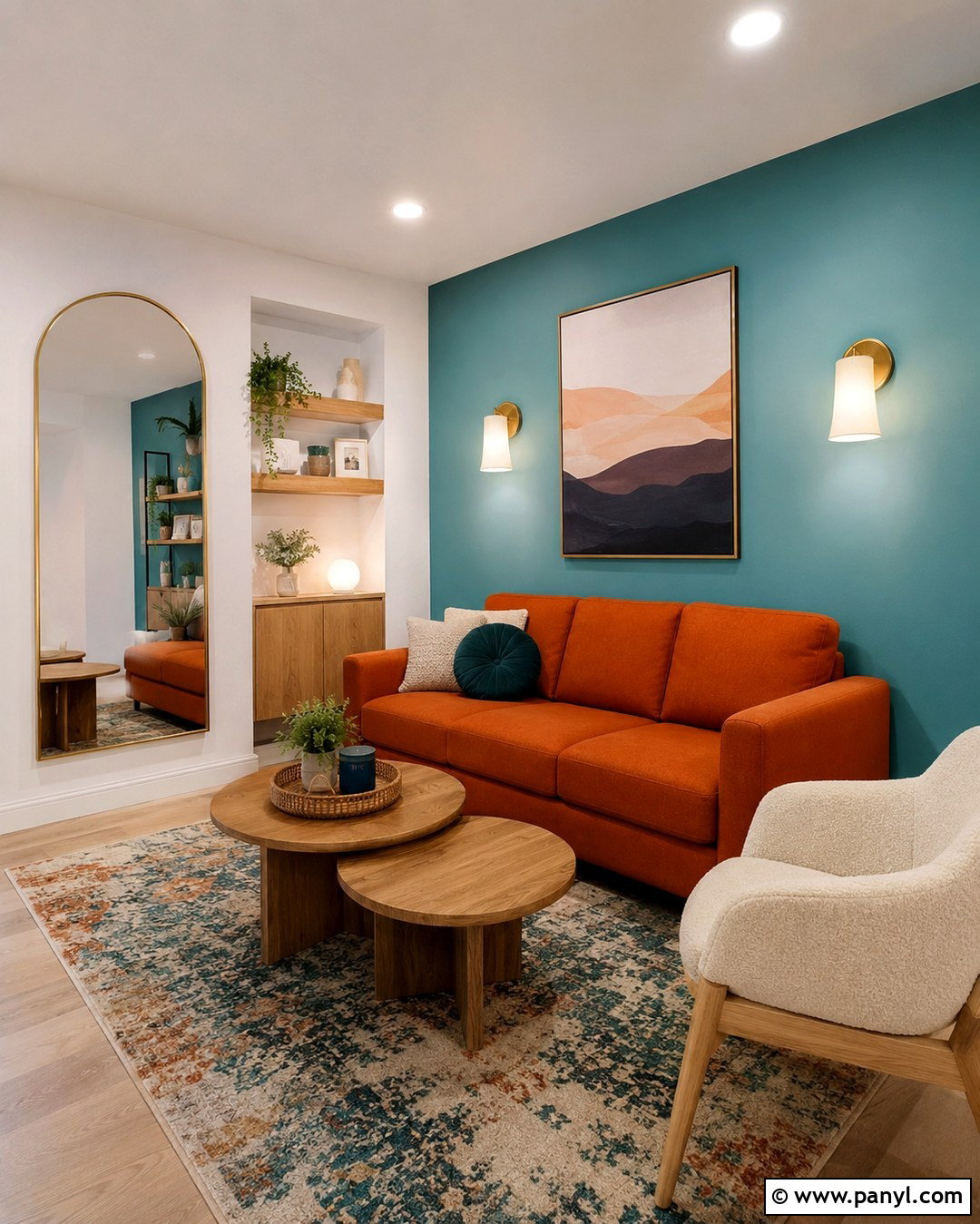 Small Teal Wall Orange Sofa Living Room - 20 Teal Wall Orange Sofa Ideas