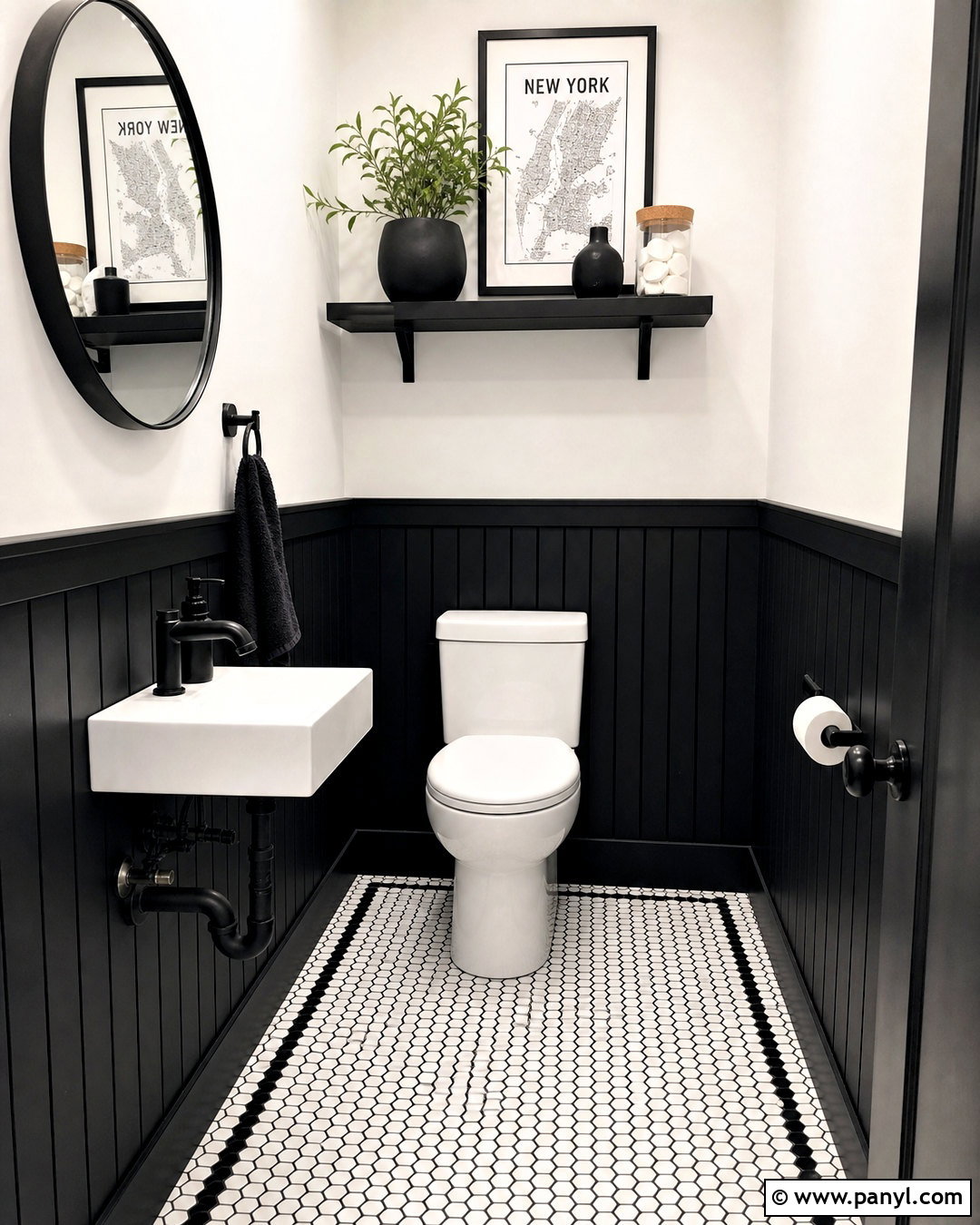 Small Toilet Room With Black And White Decor - 20 small toilet room design ideas
