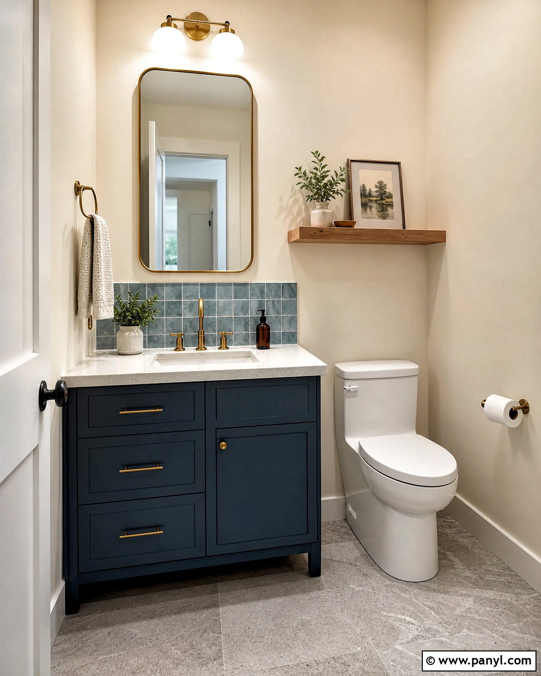 Small Toilet Room With Blue Vanity - 20 small toilet room design ideas