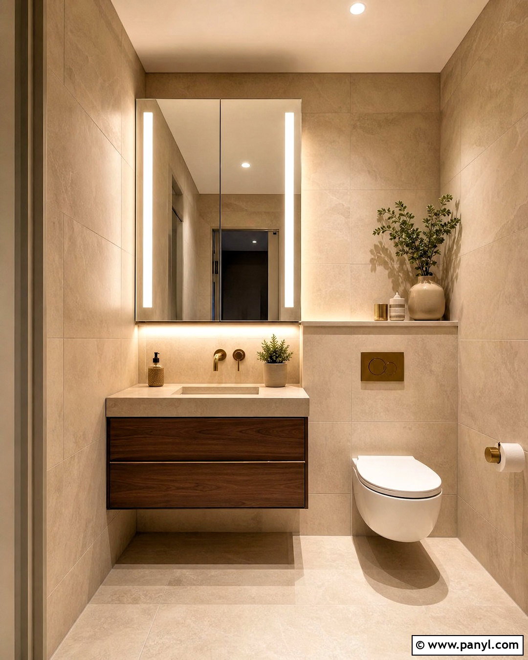 Small Toilet Room With Floor-To-Ceiling Tile - 20 small toilet room design ideas