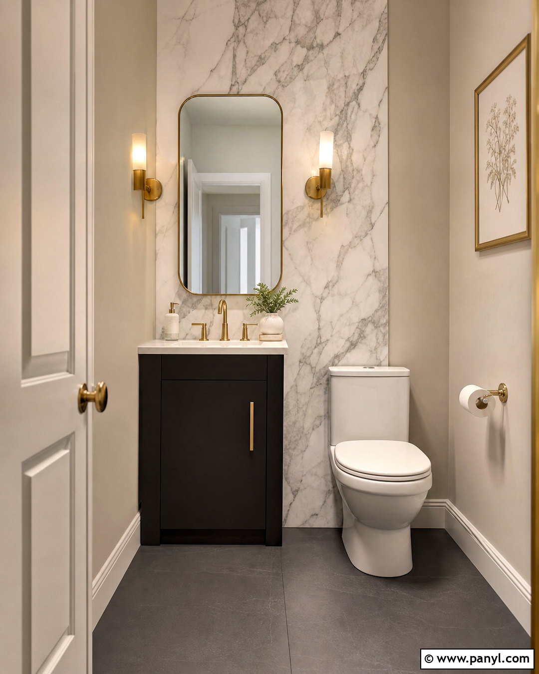 Small Toilet Room With Marble Backsplash - 20 small toilet room design ideas