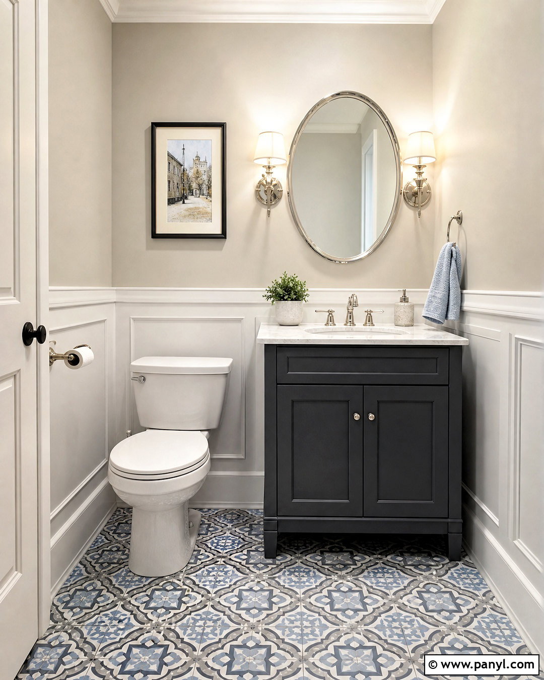 Small Toilet Room With Patterned Floor Tile - 20 small toilet room design ideas