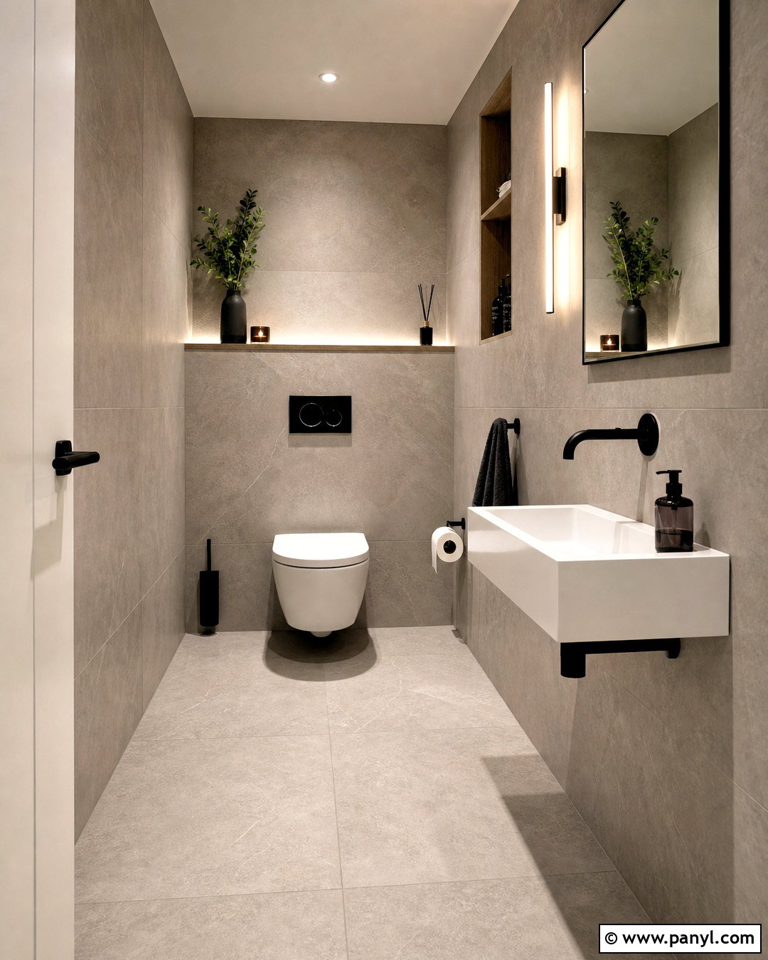 Small Toilet Room With Wall-Mounted Toilet - 20 small toilet room design ideas