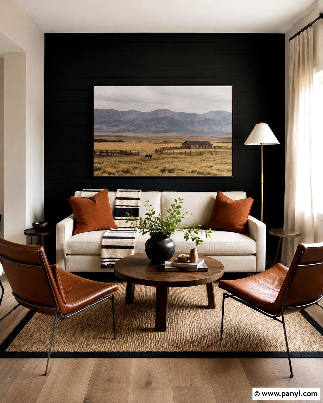Small Western Living Room With Black Accent Wall - 20 Black Accent Wall Living Room Western Ideas