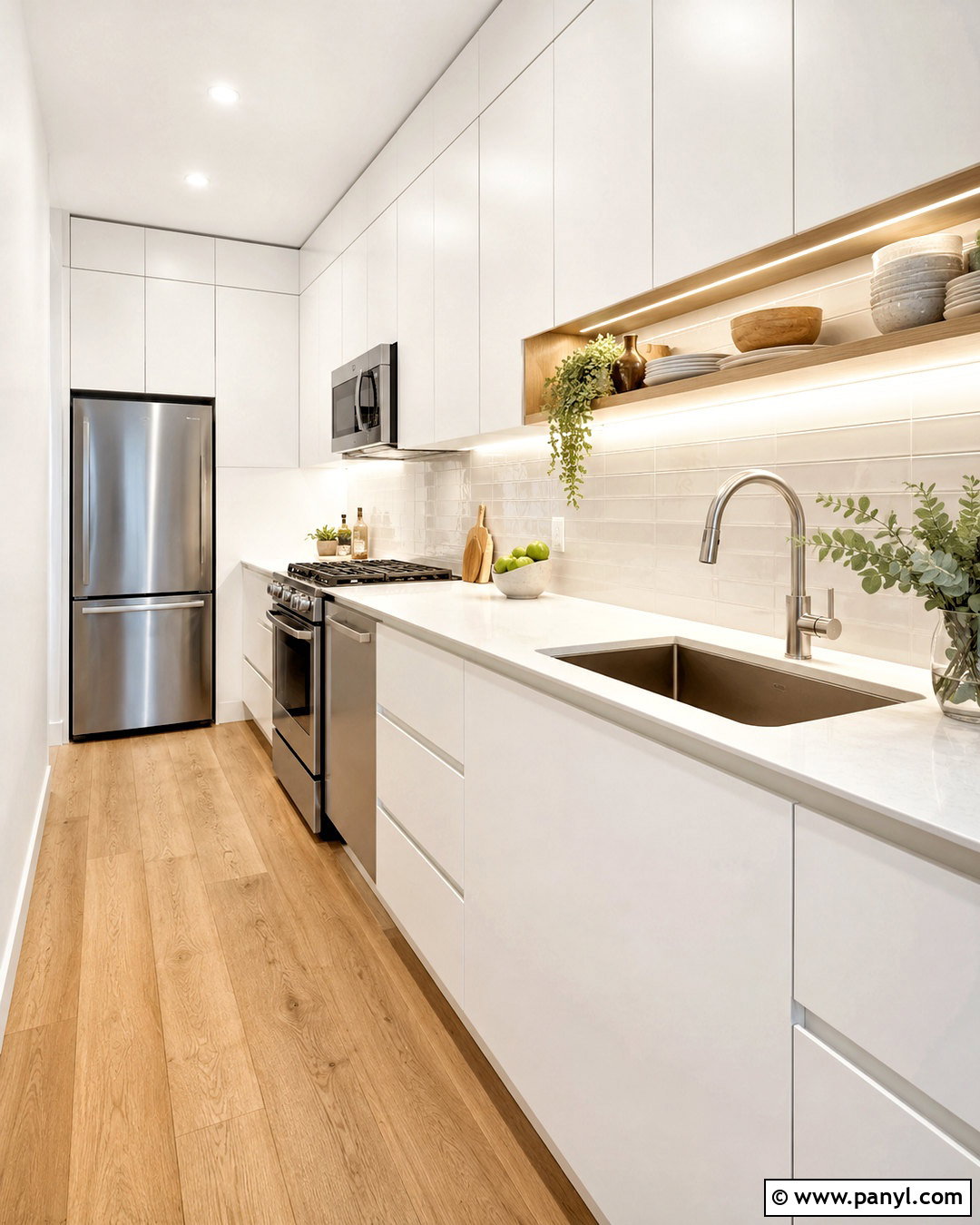 Small White Galley Kitchen - 20 light color kitchen ideas