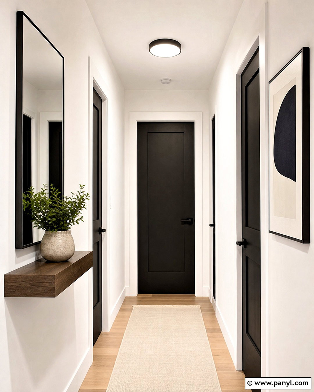Small White Hallway With Black Doors - 20 white hallway black doors