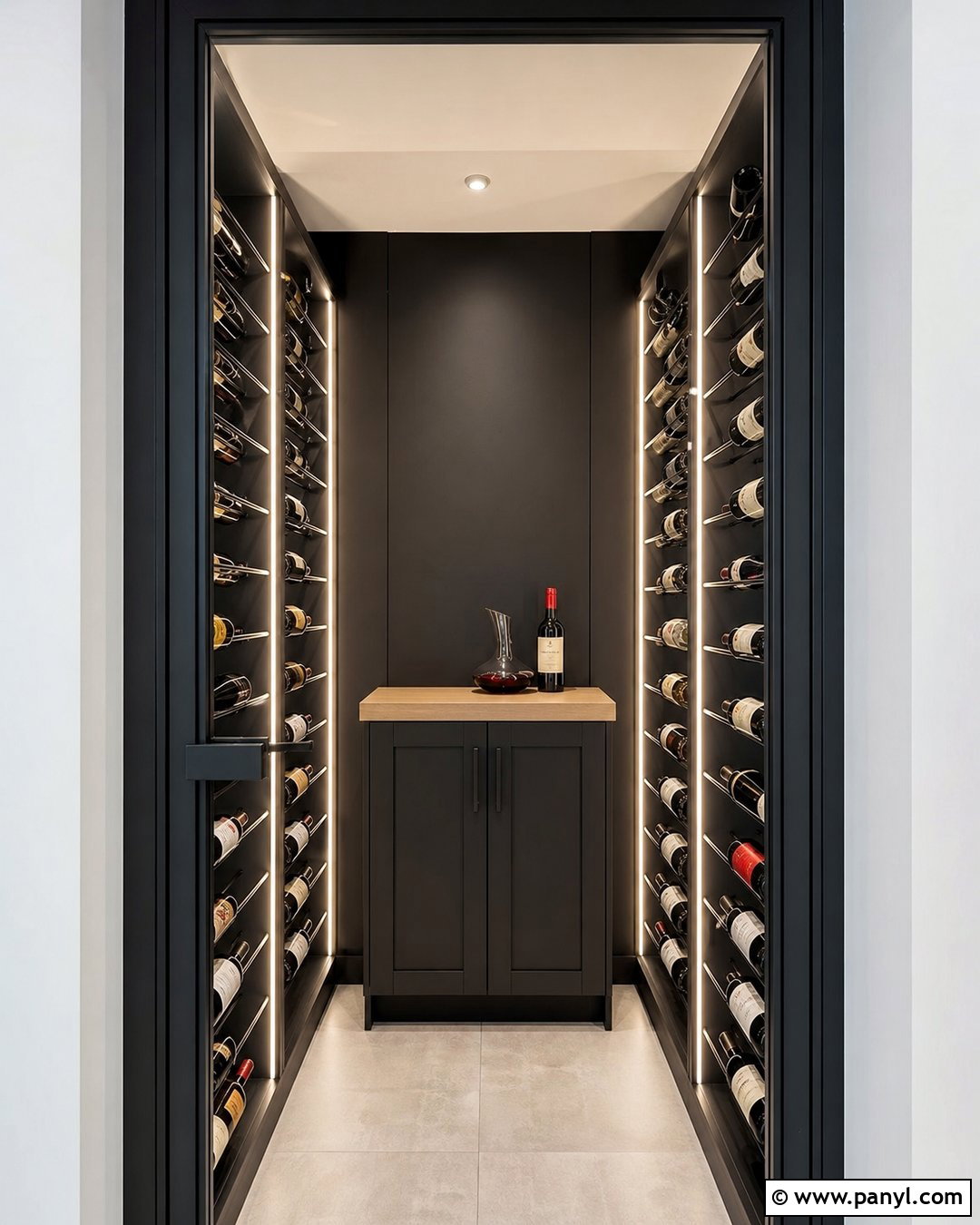 Small Wine Closet With Black Walls - 20 Modern Wine Cellar With Black Walls
