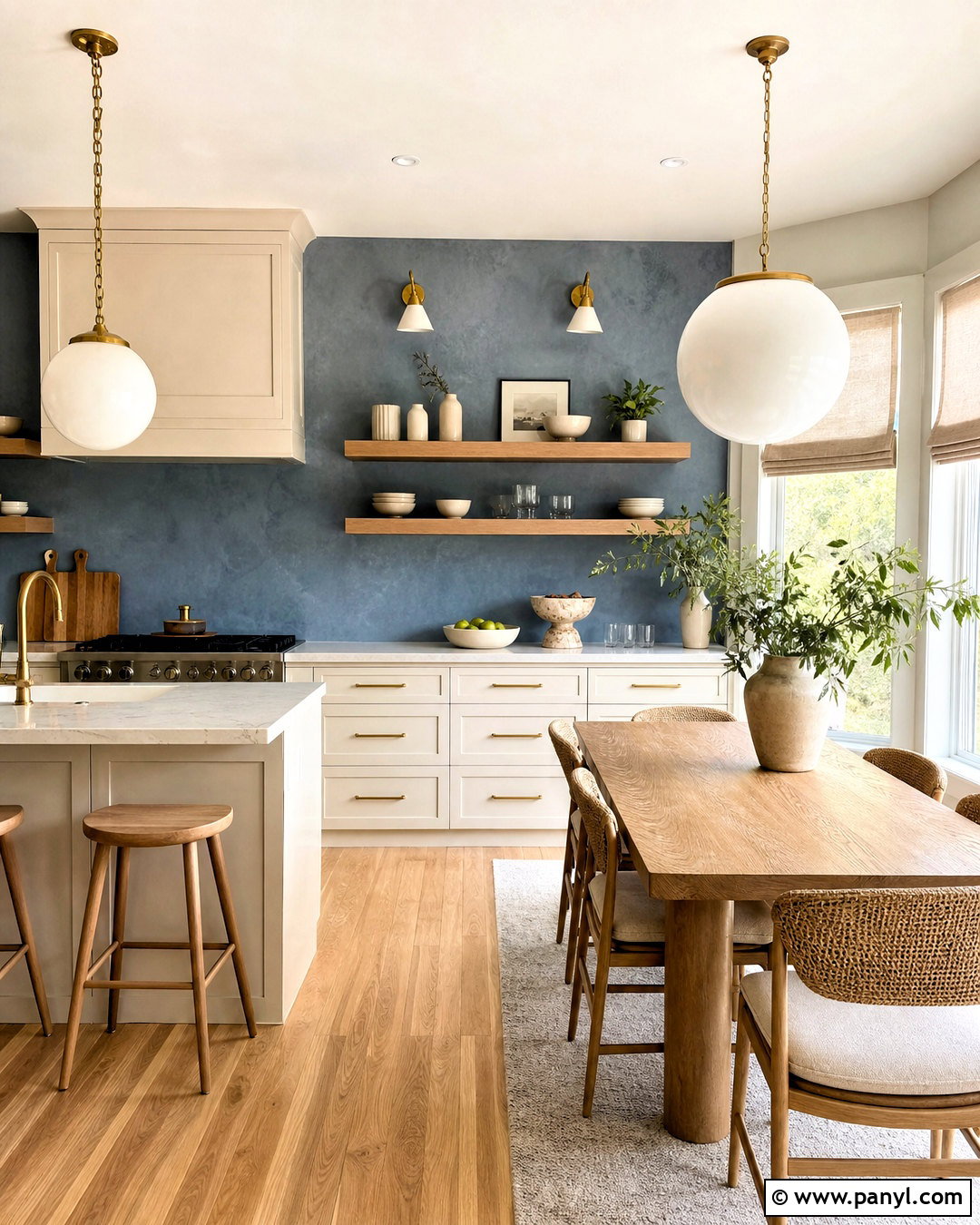 Smoked Blue Plaster Kitchen Accent Wall - 20 moody accent wall ideas