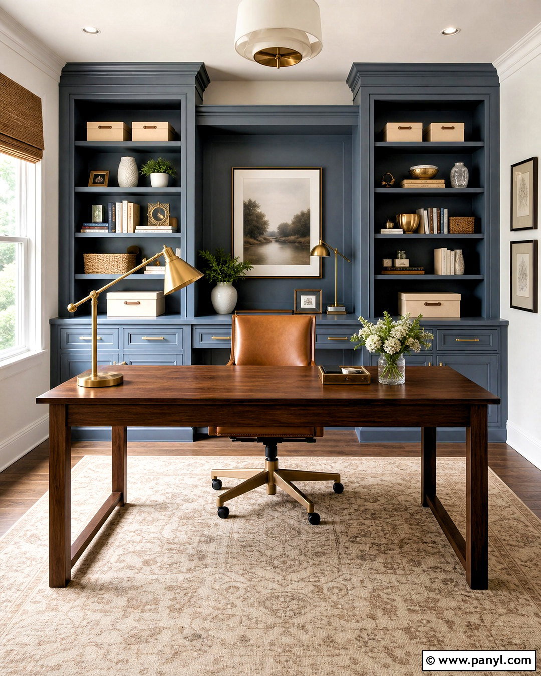 Smokey Blue Home Office - 20 smokey blue paint ideas