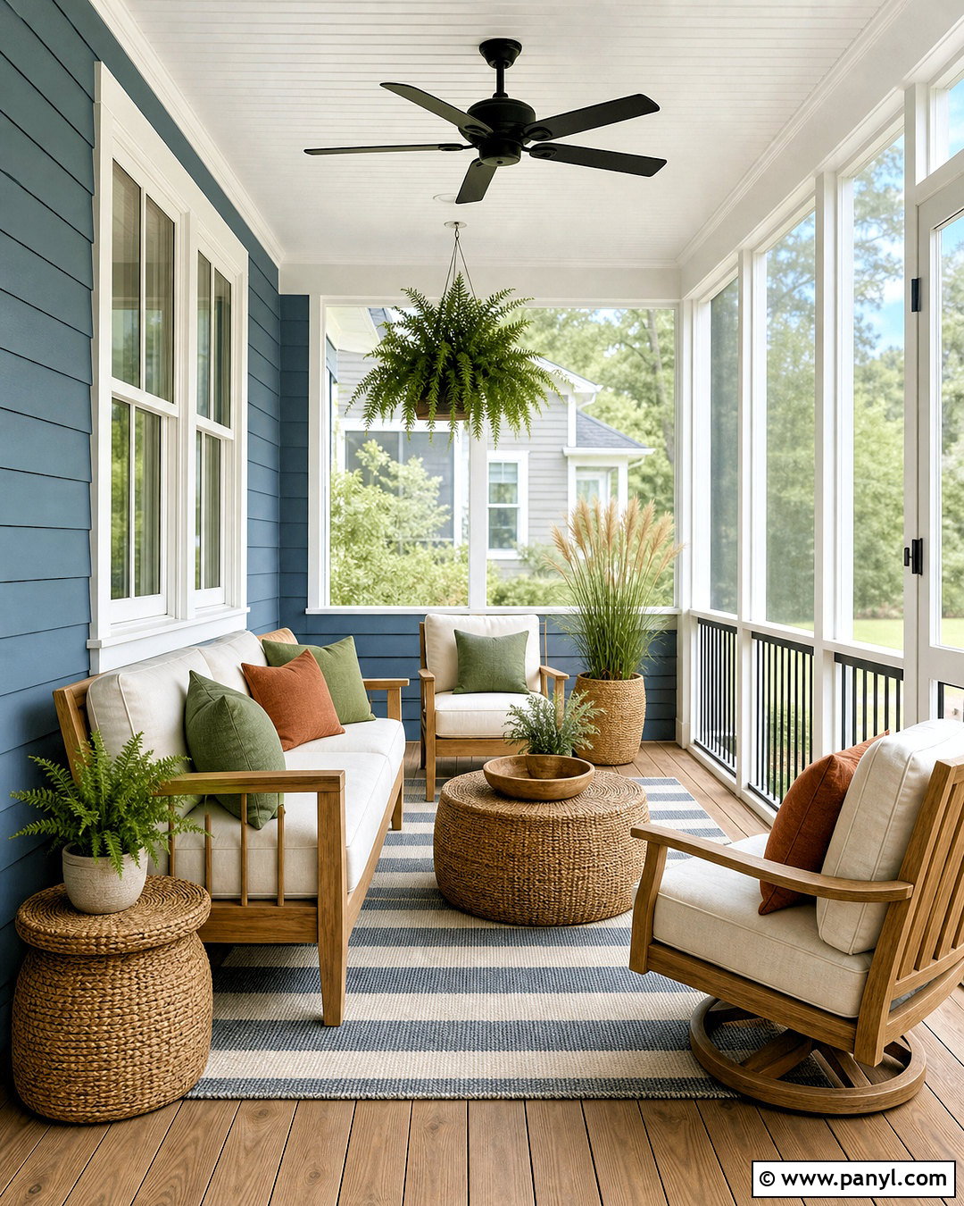 Smokey Blue Screened Porch - 20 smokey blue paint ideas