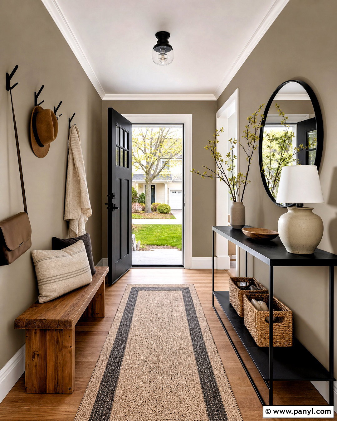 Smokey Taupe Entryway With Black Accents - 20 smokey taupe benjamin moore ideas