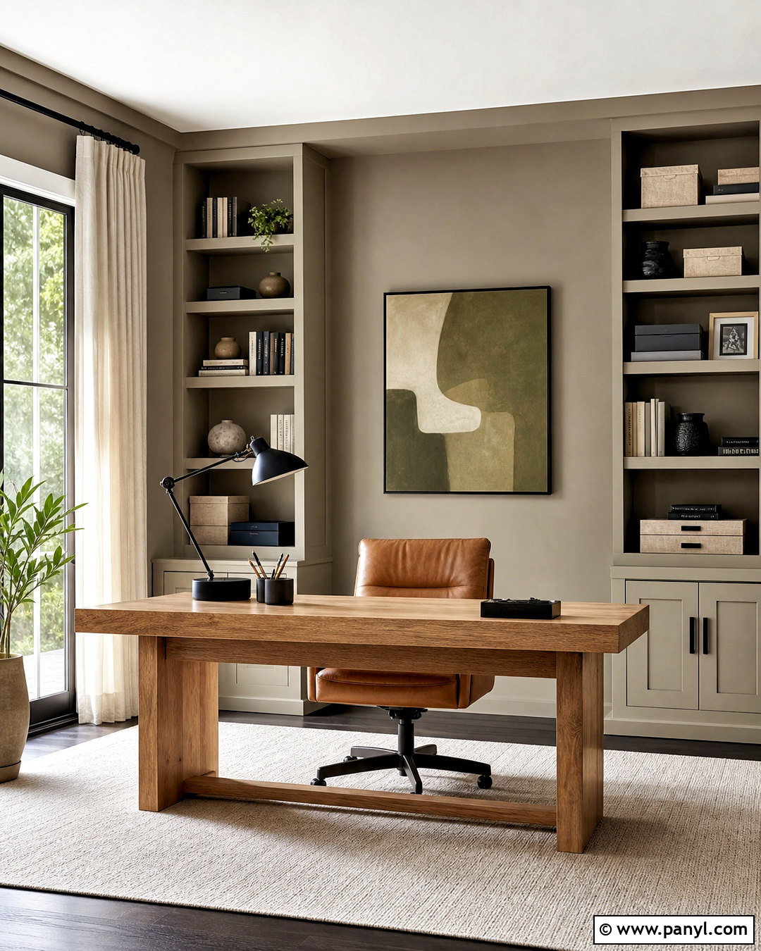 Smokey Taupe Home Office With Oak Furniture - 20 smokey taupe benjamin moore ideas