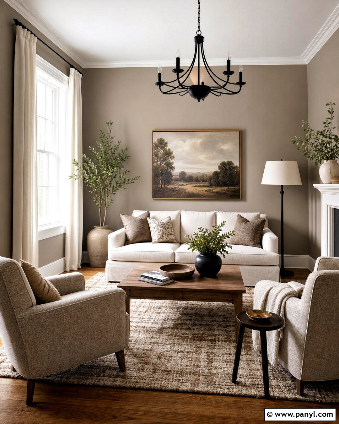 Smokey Taupe Living Room With Cream Furniture - 20 smokey taupe benjamin moore ideas
