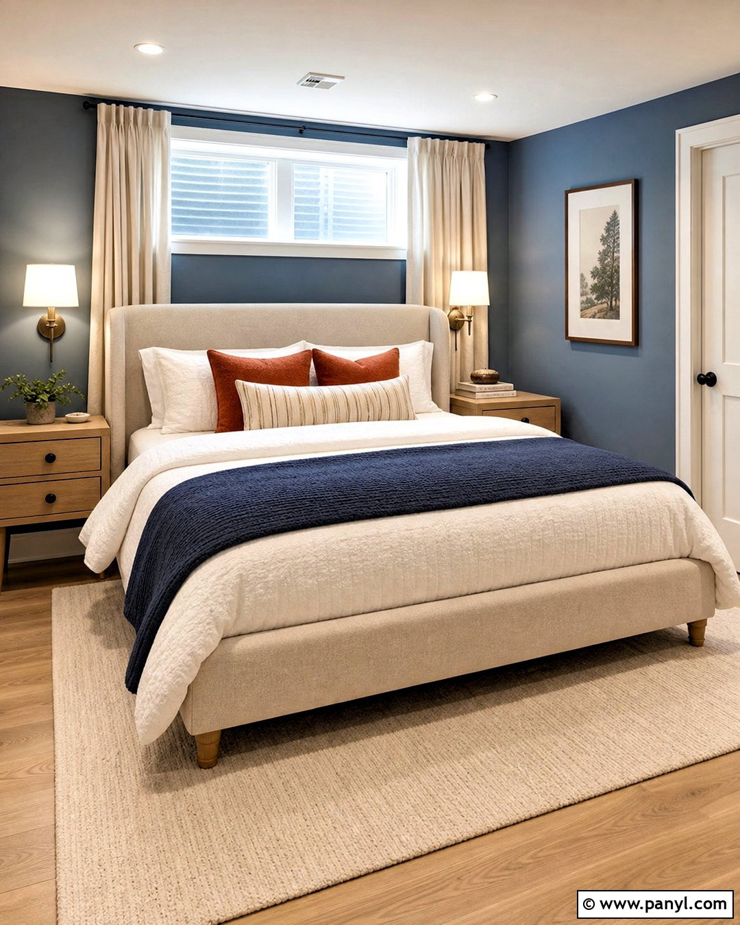 Smoky Blue Basement Guest Room - 20 basement colors ideas