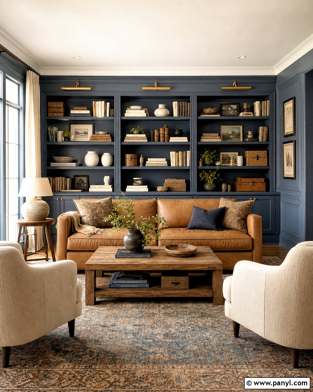 Smoky Blue Built-In Bookcases - 20 smokey blue sherwin williams ideas