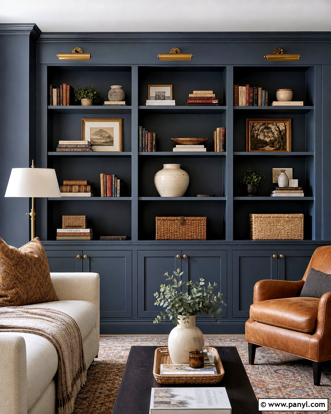Smoky Blue Built-In Bookshelves - 20 sherwin williams smoky blue ideas