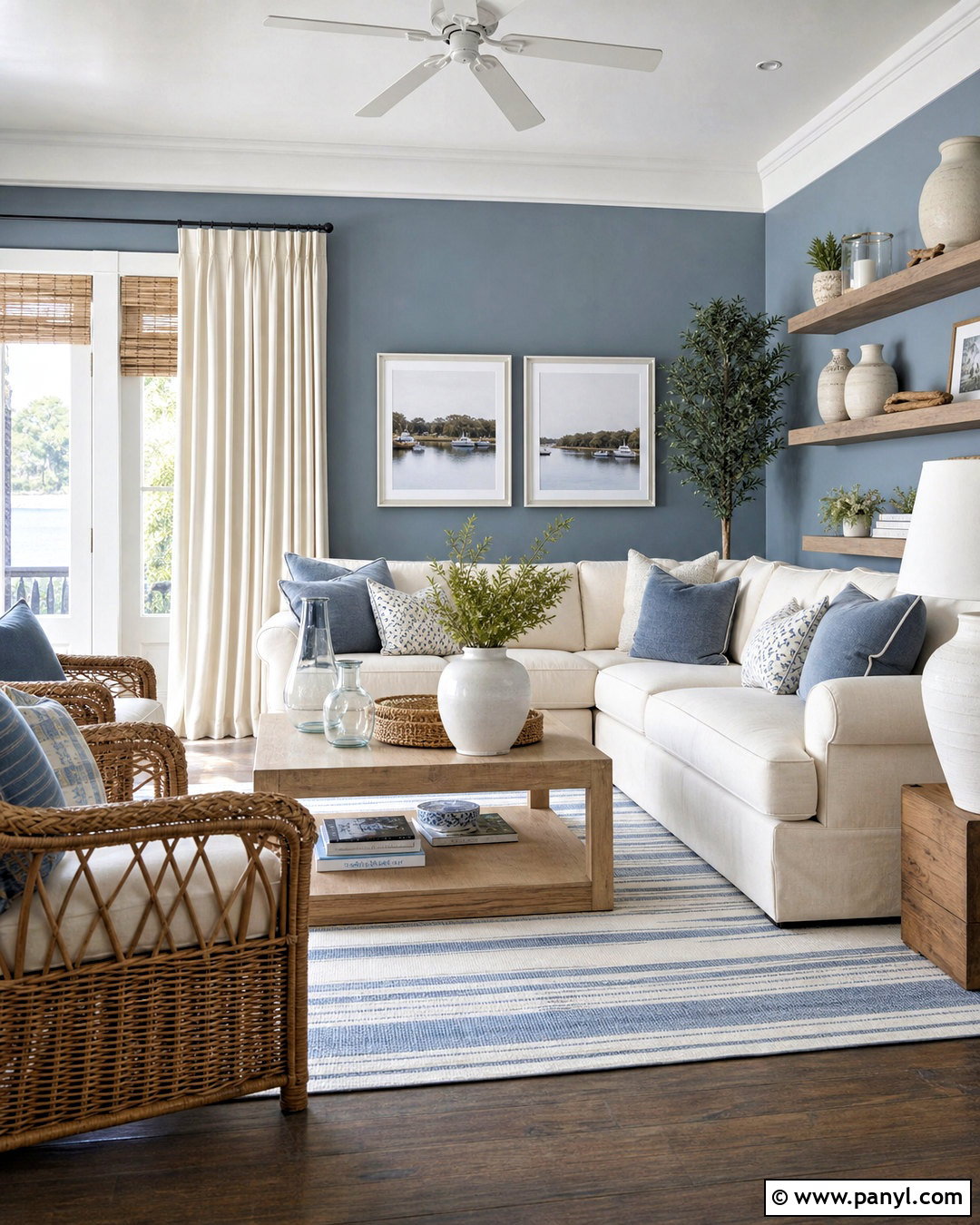 Smoky Blue Coastal Family Room - 20 sherwin williams smoky blue ideas
