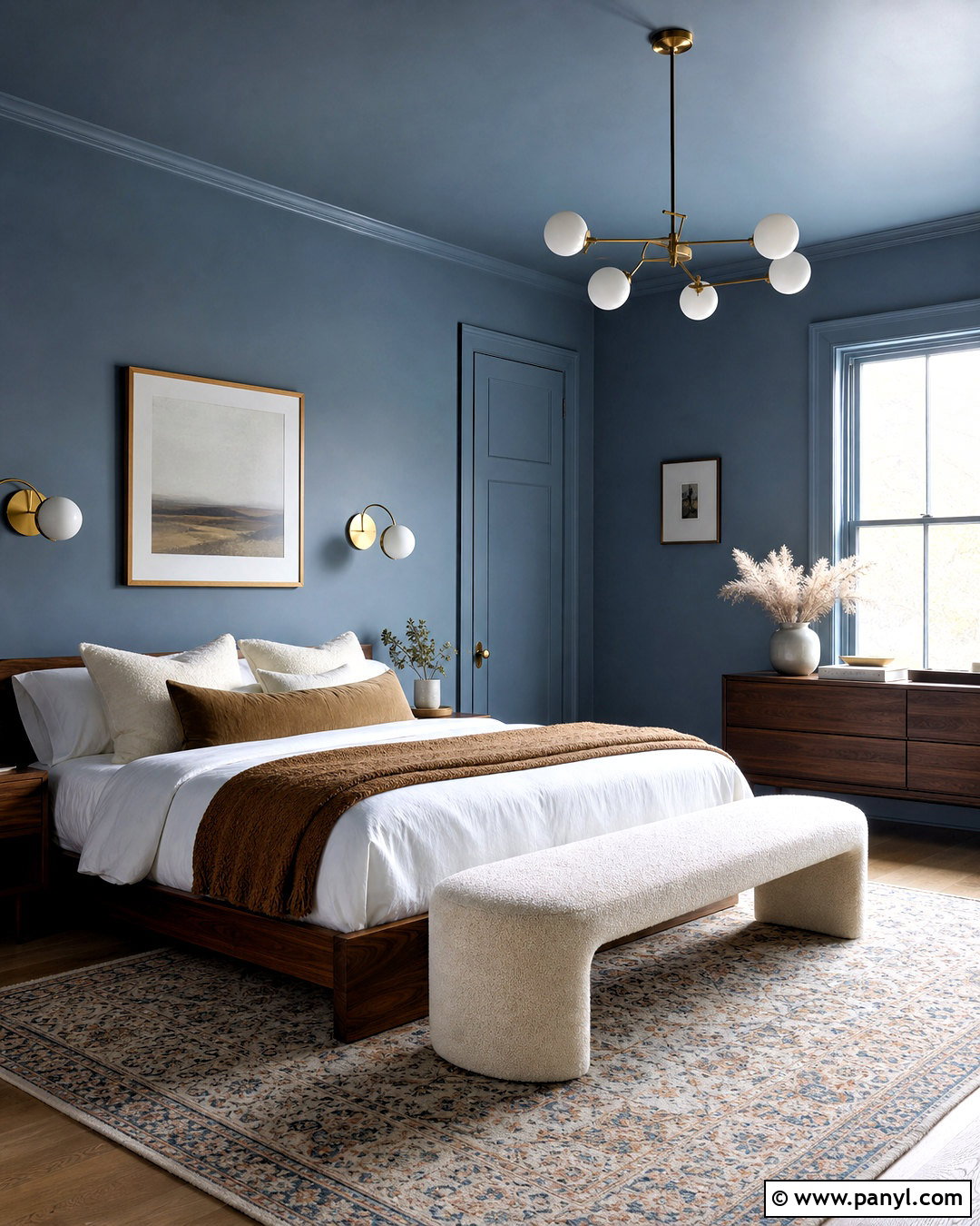 Smoky Blue Color Drenched Bedroom - 20 sherwin williams smoky blue ideas