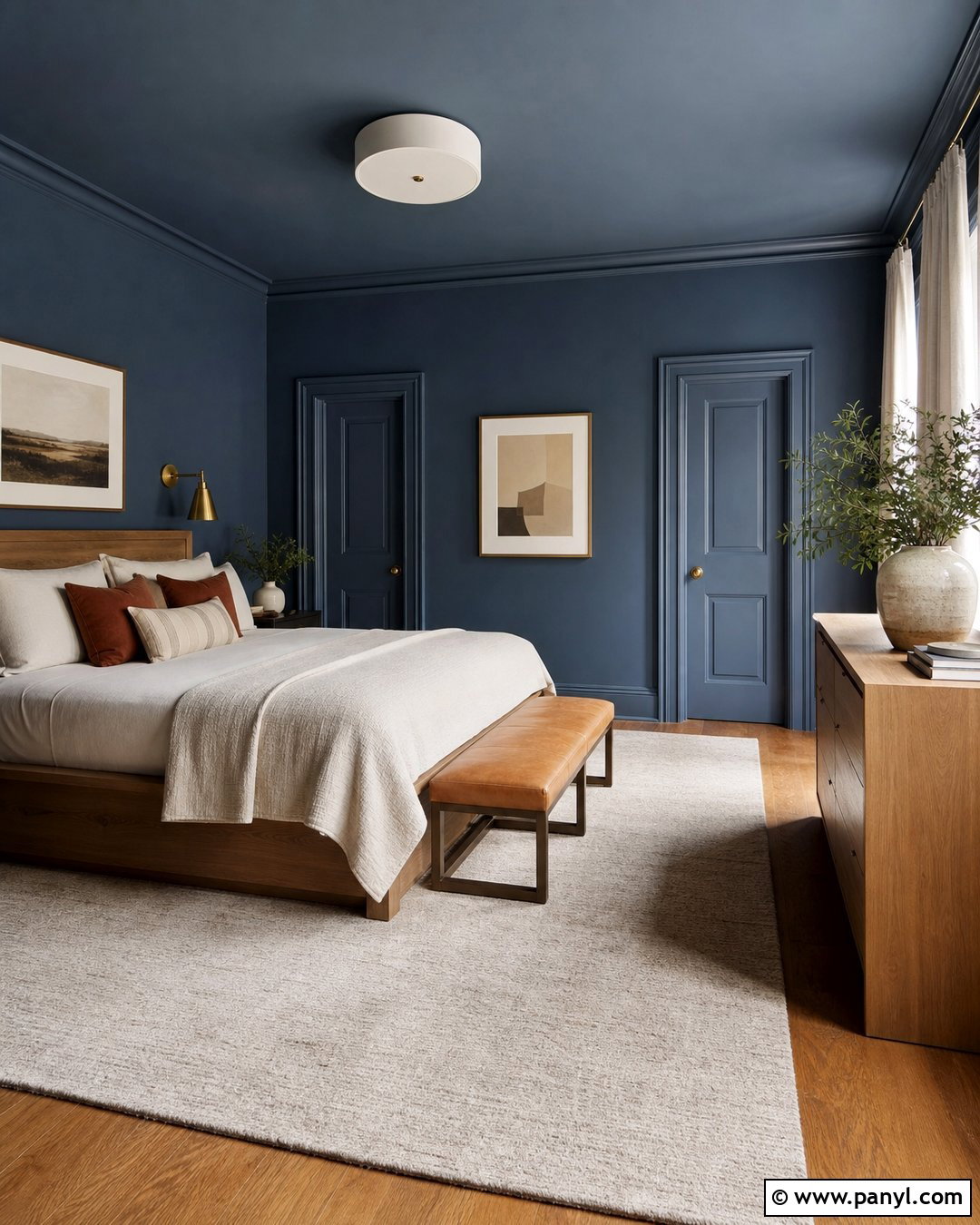 Smoky Blue Color Drenched Bedroom - 30 room wall color ideas bedrooms