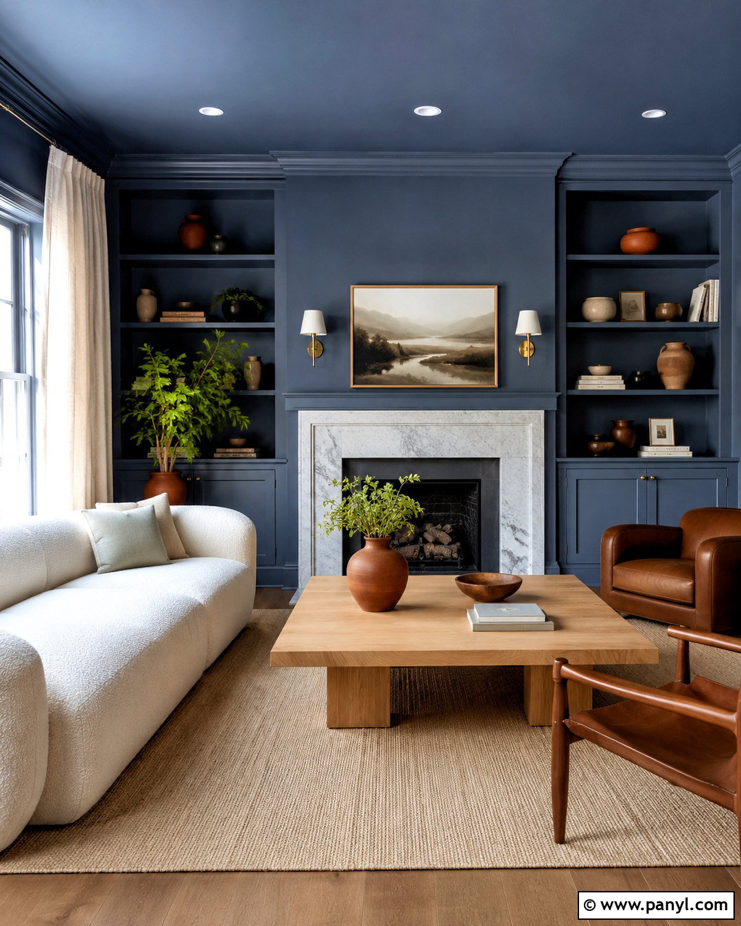 Smoky Blue Color Drenched Living Room - 35 sw smoky blue ideas