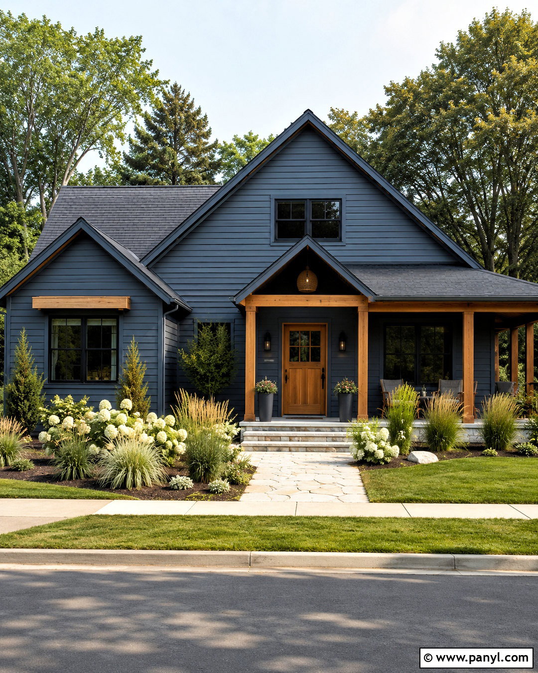 Smoky Blue Exterior With Wood Accents - 35 sw smoky blue ideas