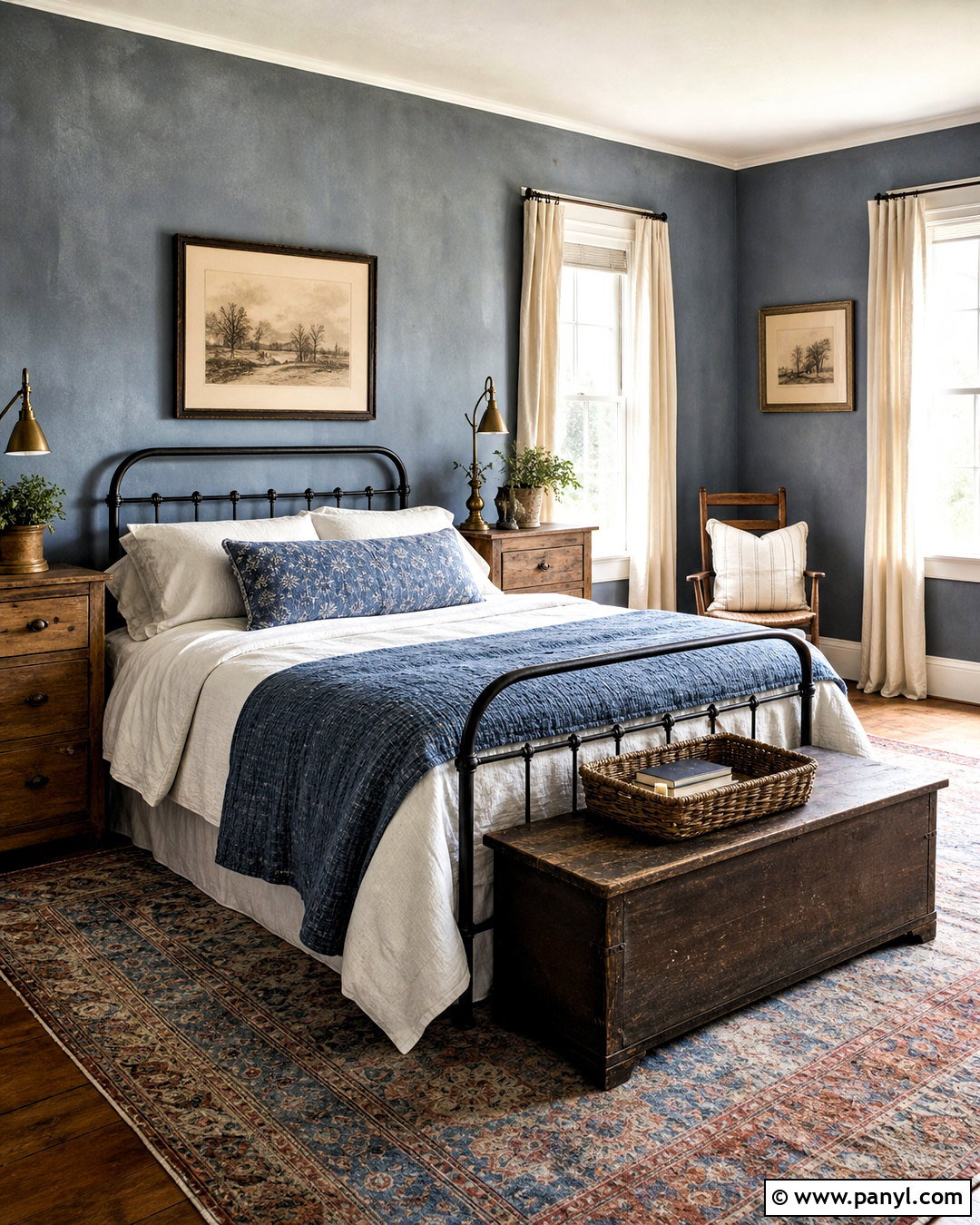 Smoky Blue Farmhouse Bedroom - 20 farmhouse bedroom paint colors